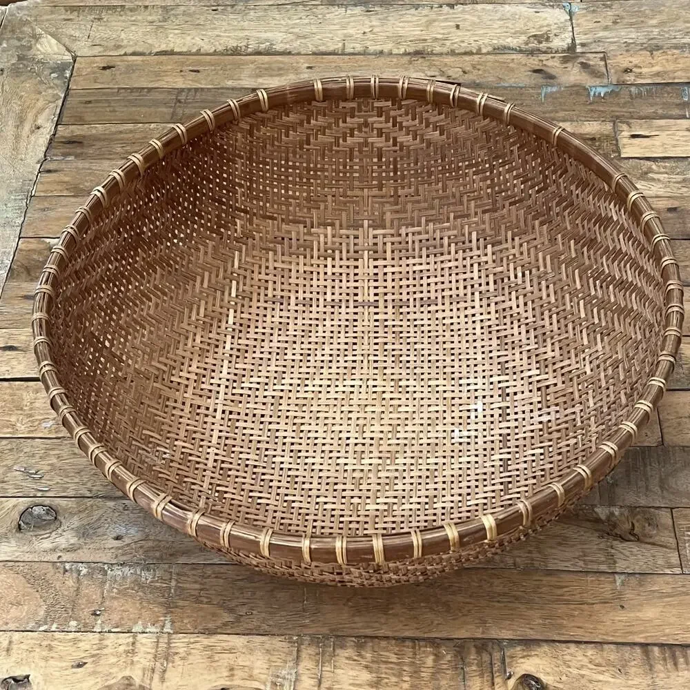 Vintage Hand Woven Wicker Winnowing Basket 15